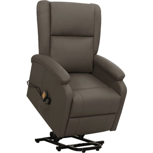 VidaXL Naslonjač na podizanje s krilnim naslonom od umjetne kože sivi Slike