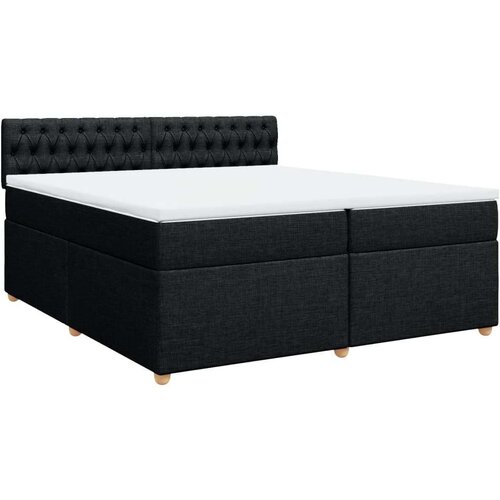 VidaXL Krevet s oprugama i madracem crni 200x200 cm od tkanine Slike