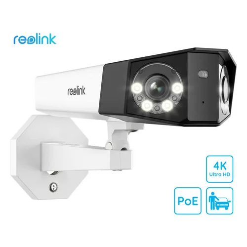 Reolink Duo 2 PoE IP kamera, dva objektiva, 4K Ultra HD, WiFi, 180° snemalni kot, IR nočno snemanje, LED reflektorji, aplikacija, IP66 vodoodpornost, dvosmerna komunikacija, bela, (20759599)