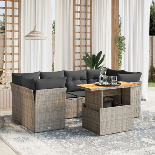 vidaXL 7-dijelni set vrtnih sofa sivi od poliratana Cijene