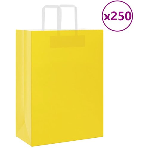 VidaXL Papirnate vrečke 250 kosov z ročaji rumena 32x17x44 cm, (5000160817) Slike