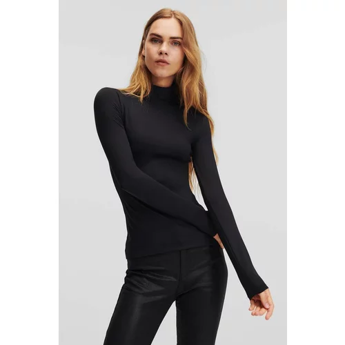 Karl Lagerfeld Majica dugih rukava za žene, boja: crna, s poludolčevitom