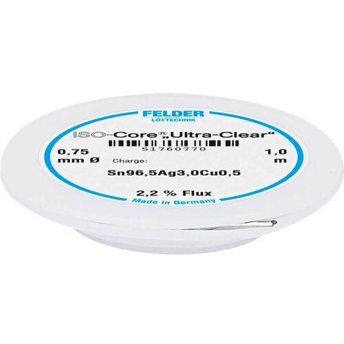  Felder ISO-Core &amp;#039;&amp;#039;Ultra Clear&amp;#039;&amp;#039; SAC305 spajkalna palica tuljava Sn96\,5Ag3Cu0\,5 0.75 mm, (20428763) Slike