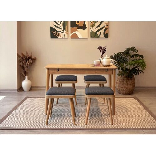 Hanah home Set Trpezarijski sto i 4 trpezarijske stolice Vina Mini 05 1053, Crna Cene
