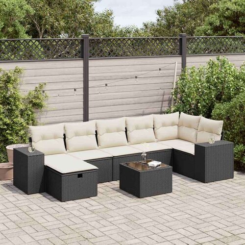 vidaXL 8-dijelni set vrtnih sofa od poliratana s jastucima crni Cijene
