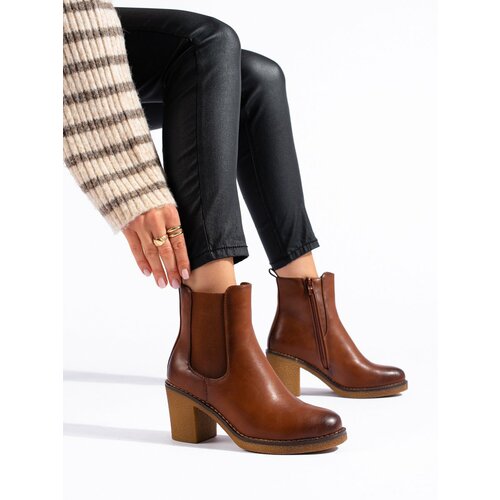 SHELOVET Classic brown stiletto ankle boots Slike