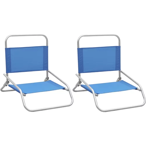vidaXL Zložljivi stoli za na plažo 2 kosa modro blago, (20660549)