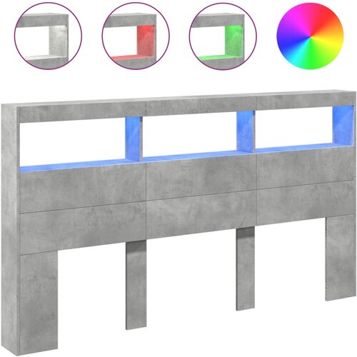  za uzglavlje LED svjetlima boja betona 180x17x102 cm Slike
