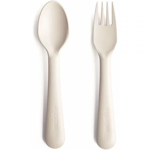 Mushie Fork and Spoon Set pribor Ivory 2 kos