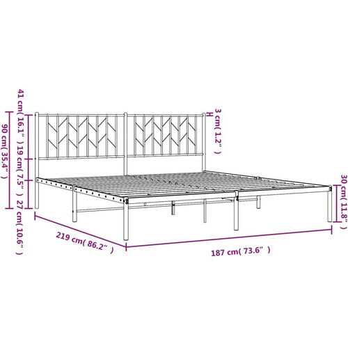 VidaXL Metalni okvir za krevet s uzglavljem bijeli 183x213 cm Slike
