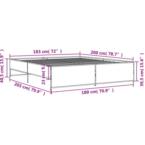  Okvir kreveta boja hrasta 180x200 cm konstruiranog drvo i metal Slike