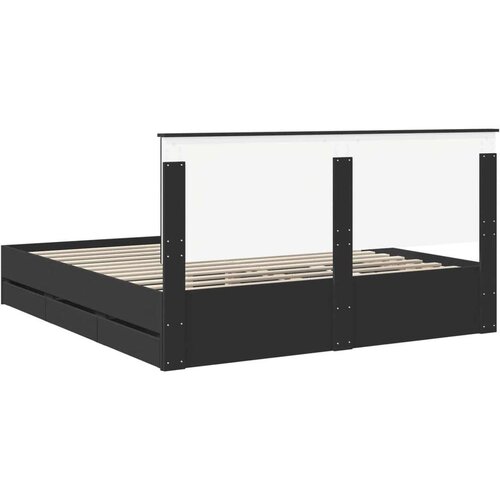 Okvir za krevet Crna 200 x 200 cm Inženjersko Drvo - Crna 200 x 200 cm Slike