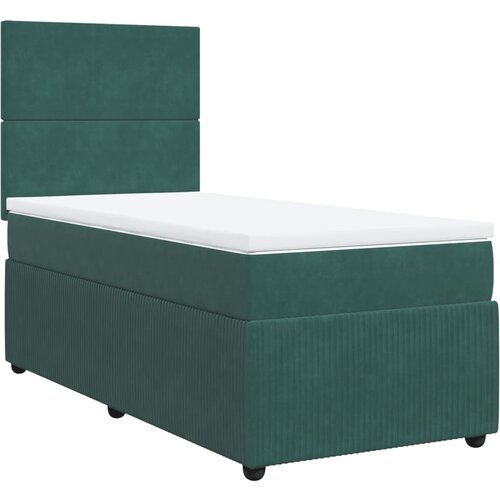 VidaXL Box spring postelja z vzmetnico temno zelen 90x190 cm žamet, (21308766) Slike