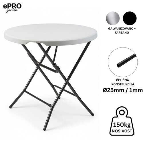 Epro sklopivi ba&scaron;tenski sto &Oslash;80 74cm/ metal-plastika Cene