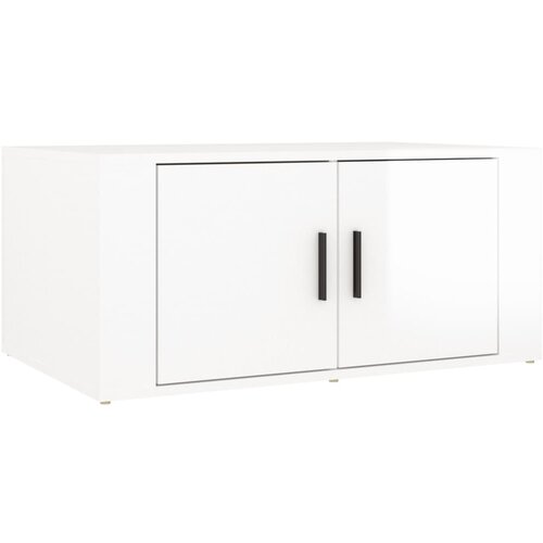 Maison Chic Klubska mizica - kavna mizica - Nizka mizica visok sijaj bela 80x50x36 cm inženirski les, (21752320) Cene