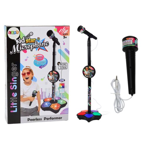 Lean Toys dječji mikrofon sa stalkom za karaoke i svjetlosnim efektima &ndash; crni Cijene