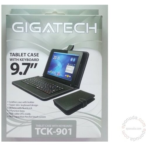Gigatech futrola TCK-901 sa mini tastaturom za Tablet PC 9.5, micro USB, White Slike