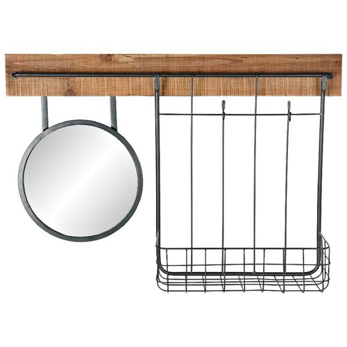  Stensko ogledalo DKD Home Decor Črna Kovina Jelka Ogledalo (80 x 15 x 20 cm) Slike