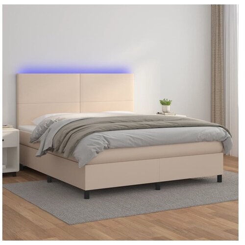 VidaXL Box spring postelja vzmetnico LED kapučino 180x200 cm Slike