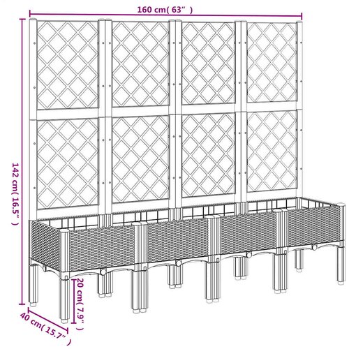  Vrtna sadilica s re&amp;scaron;etkom plava siva 160 x 40 x 142 cm PP Slike