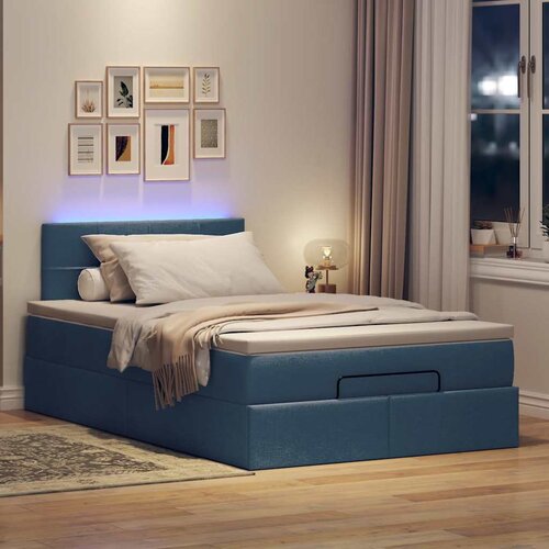 VidaXL Otomanski krevet s madracem plavi 120x200 cm tkanine Slike
