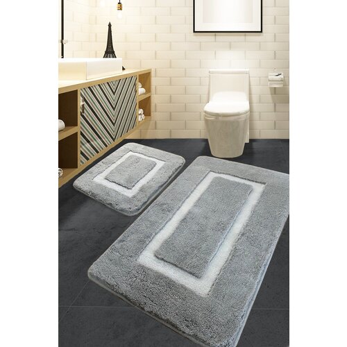 Quadrato Frame - Grey Grey Acrylic Bathmat Set (2 Pieces) Cijene
