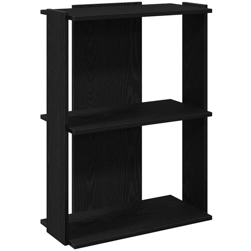 Maison Chic Knjižna omara - Knjižni regal 3-nadstropna črna 60x30x80 cm inž. les, (21725348) Slike