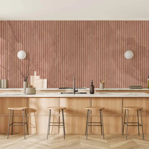  Foto tapeta - Pink reed - solid background with textured vertical stripes with pattern 150x105 Vodootporna Cene
