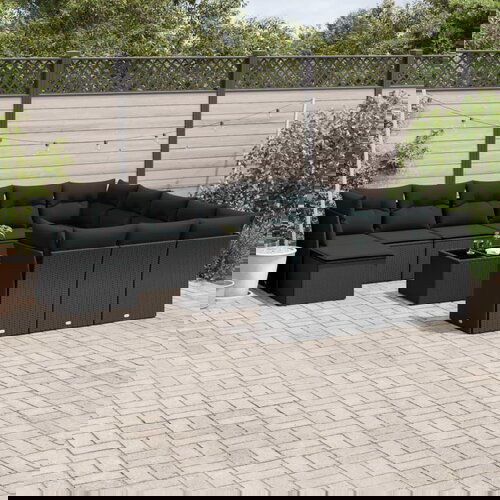  The Living Store Vrtna sedežna garnitura 13-delna z blazinami črn poli ratan - Vrtna Sedežna Garniture, (21481439) Cene