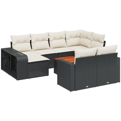  11-dijelni set vrtnih sofa od poliratana s jastucima crni Crna 65.5 x 62 x 69 cm Slike