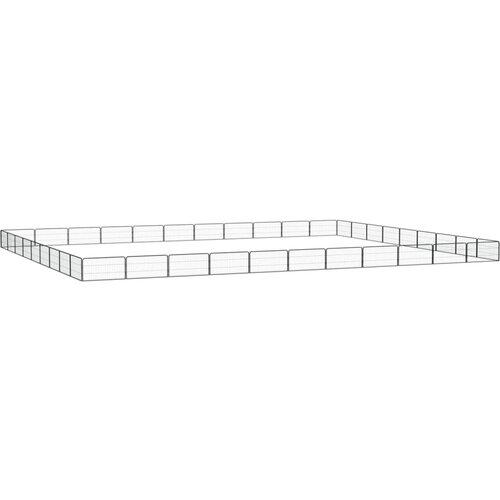  Ograda za pse s 40 panela crna 100 x 50 cm čelik obložen prahom Slike