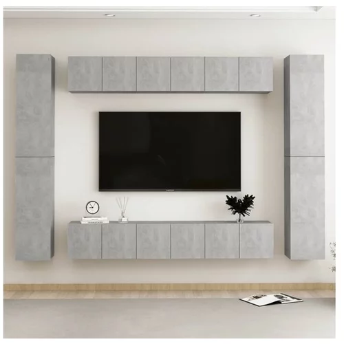  Komplet TV omaric 10-delni betonsko siva iverna plošča