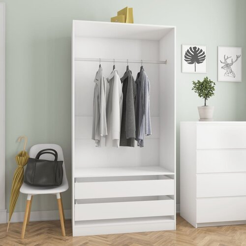  Garderobna omara bela 100x50x200 cm iverna plo&amp;scaron;ča Slike