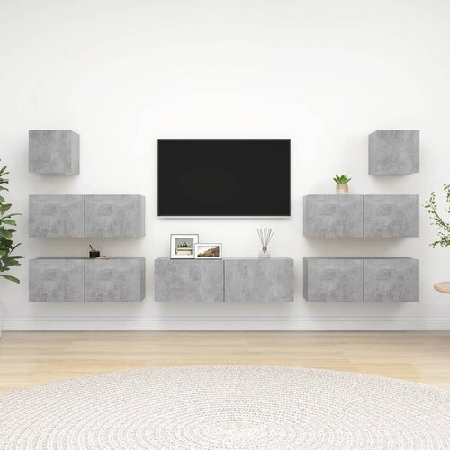 The Living Store Komplet TV omaric 7-delni betonsko siva iverna plošča - Komplet TV Omaric, (21373936) Cene