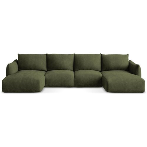 Makamii Zelena sklopiva kutna garnitura od šenila (u obliku slova "U") Leila – Cijene