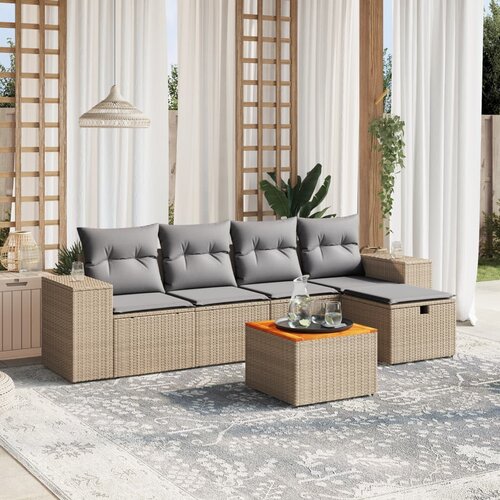 vidaXL 6-dijelni set vrtnih sofa s jastucima bež od poliratana Cijene