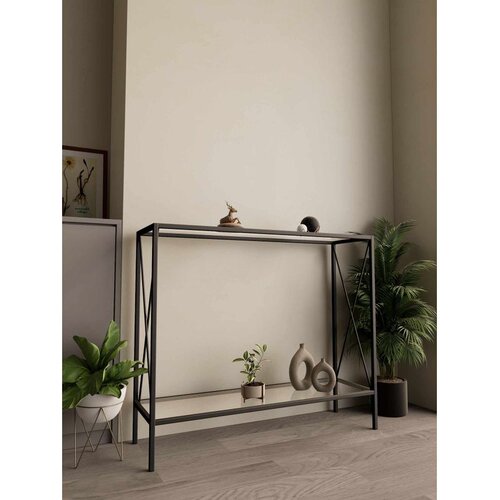 Hanah home komoda Florya, 80 cm, crna / providno staklo Slike