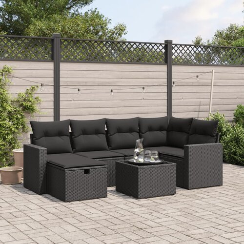 vidaXL 7-dijelni set vrtnih sofa od poliratana s jastucima crni Cijene