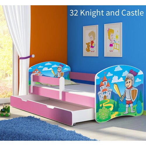  Otro&scaron;ka postelja ACMA z motivom, stranska roza + predal 160x80 cm 32 Knight Cene