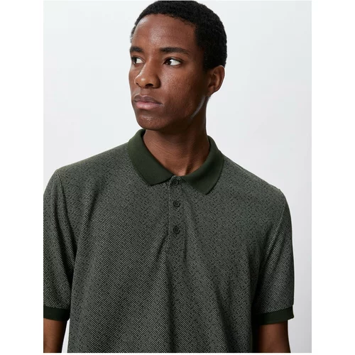 Koton Polo T-Shirt with Buttoned Slim Fit Patterned Short Sleeve