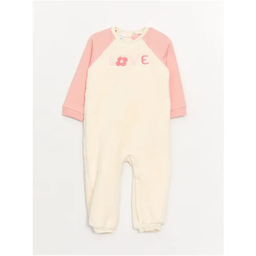 LC Waikiki Crew Neck Long Sleeve Plush Baby Girl Jumpsuit