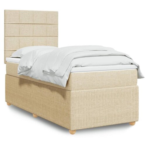 vidaXL Krevet s oprugama i madracem krem 90 x 200 cm od tkanine Cijene