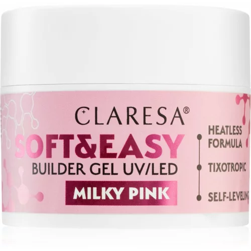 Claresa Soft&Easy Builder Gel osnovni gel za nohte odtenek Milky Pink 45 g