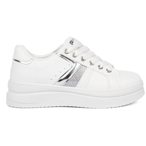 Shelvt White sneaker with metallic silver accent Slike