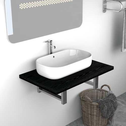 vidaXL Kopalniško pohištvo črne barve 60x40x16,3 cm Cene