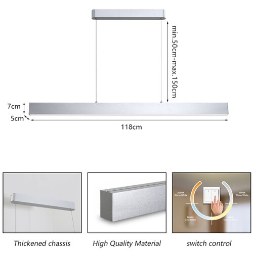 Brilagi - LED luster na sajli SLEEKLINE LED/40W/230V 3000/4500/6000K srebrni Slike