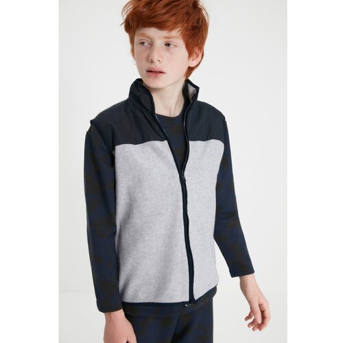Trendyol Gray Color Block Fleece Inside Boy Knitted Thick Vest Slike