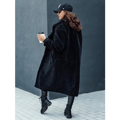 DStreet Płaszcz damski zimowy GLAMFUR długi futerkowy czarny Slike