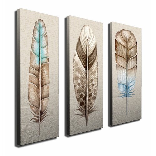 Symphony 3-delno slika na platnu Feathers Slike