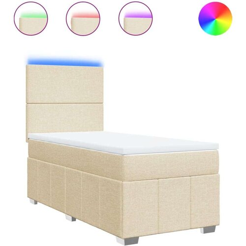 vidaXL Box spring postelja z vzmetnico krem 90x200 cm blago Cene